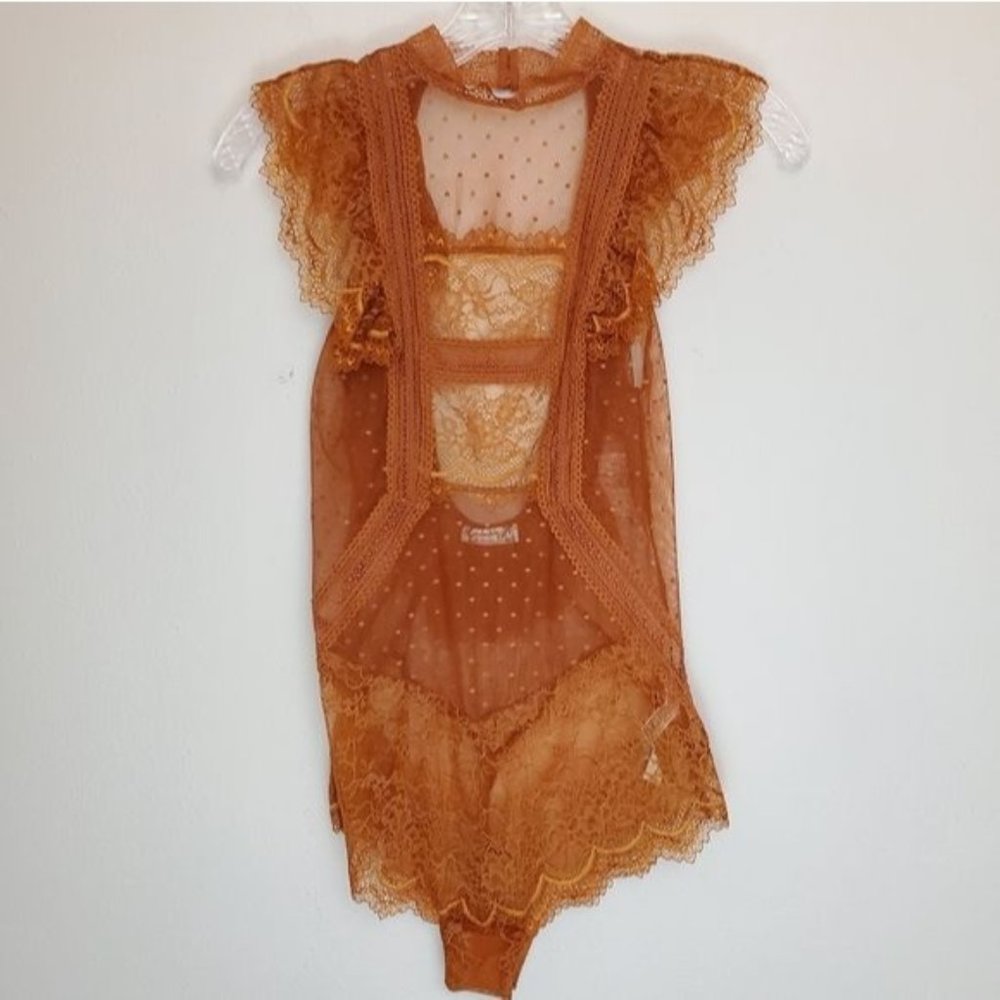 Free People Winnie Lace Bodysuit copper ginger